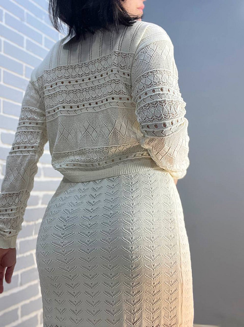 Костюм жіночий Mintas 2414-2416 прозорий ажурний спідниця розрізи та реглан one size, молочний, one size Київ - фото 13