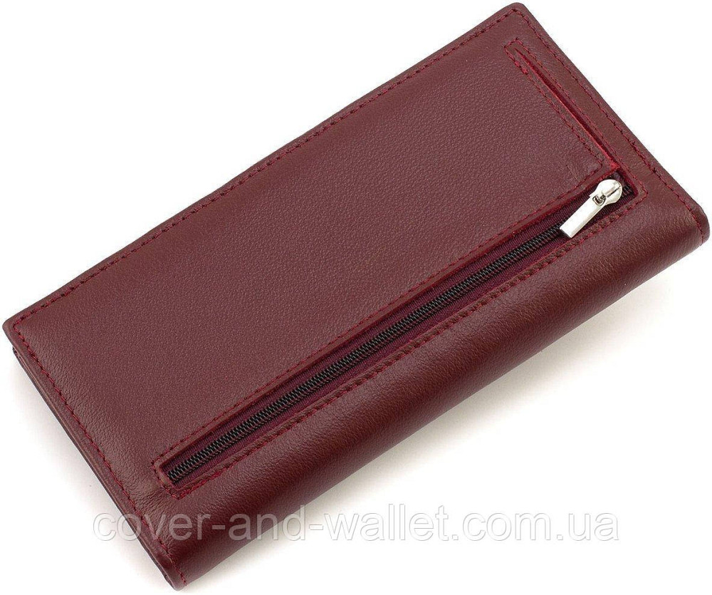 Вертикальный женский купюрник из натуральной кожи бордового цвета ST 152 Киев - изображение 2