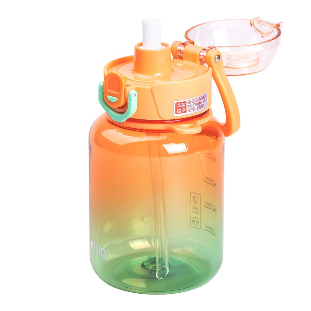 Пляшка для води багаторазова 700 мл пляшечка з трубочкою для спорту та школи 16.5 см Помаранчева HP-14-32O Коломия - фото 3