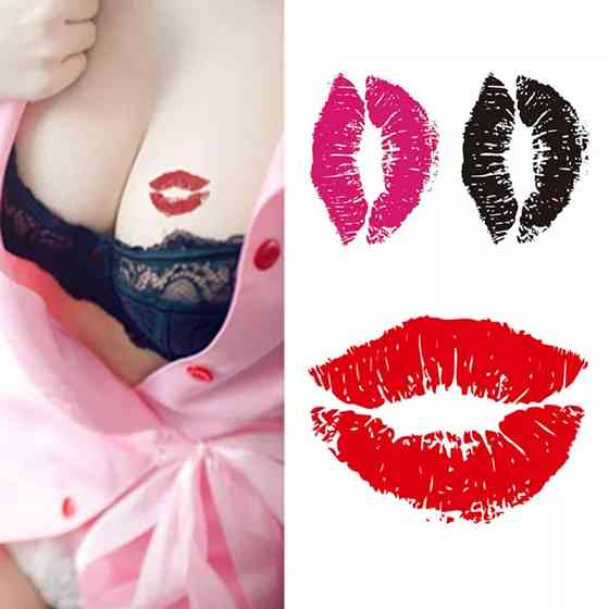 Татуювання наклейки Губи 10 на 6 см різнобарвний Київ