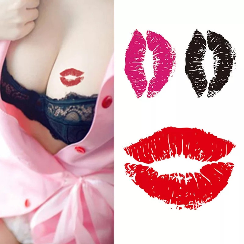 Татуювання наклейки Губи 10 на 6 см різнобарвний Київ - фото 2