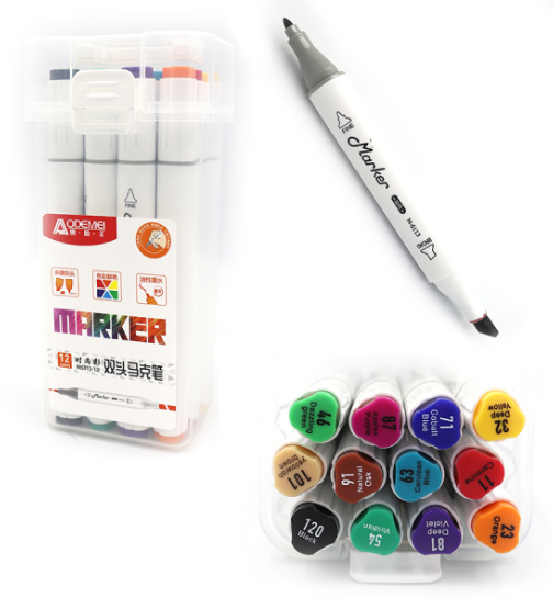 Набір скетчмаркерів 12 кол. "Josef Otten" Aodemei "Marker" кругл/скош. накін., пласт. уп, M6113-12, шт Київ - фото 1