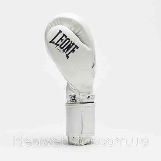 Боксерські рукавиці Leone Greatest White білі шкіряні для боксу тренувань і спарингу 12 ун. Київ