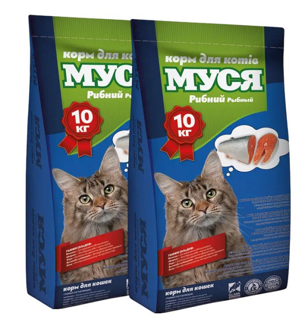 Корм для кошек Муся со вкусом рыбы 1 + 1 (20 кг) Винница - изображение 1