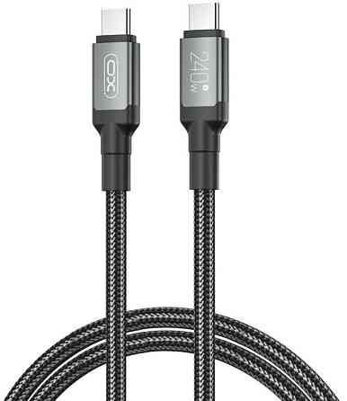 Кабель XO NBQ264A High Power Braided Type-C to Type-C - 240W - 2m Black (7102293) Київ