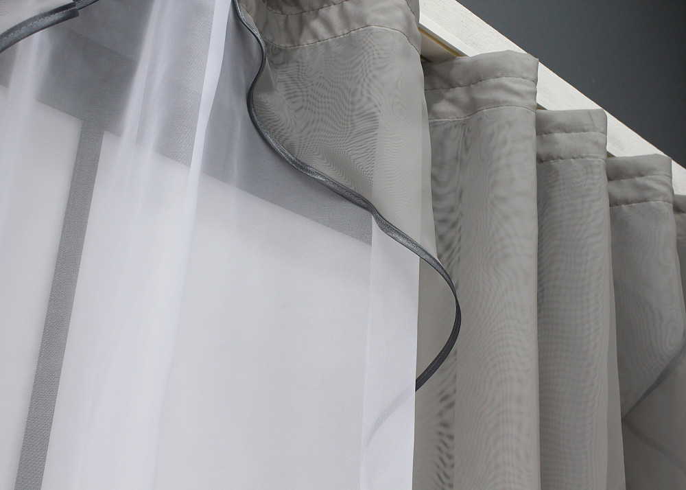 Кухонна фіранка VR-Textil № 029к сірий із білим 300х170 см (59-954) Київ - фото 5