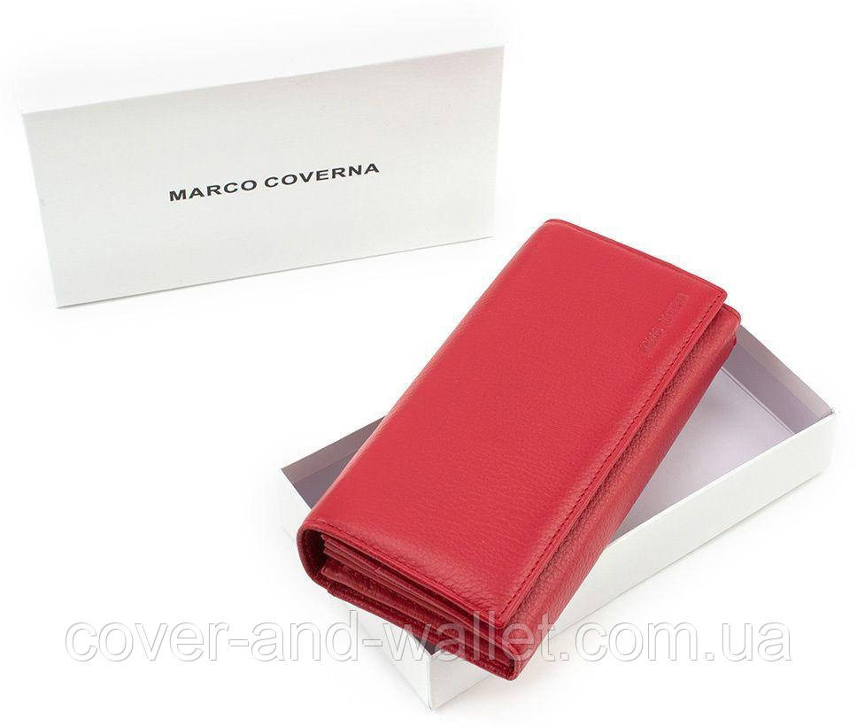 Жіночий якісний шкіряний гаманець на магнітах червоного кольору Marco Coverna Київ - фото 9