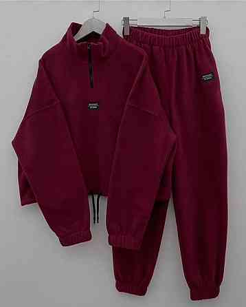 Жіночий теплий прогулянковий костюм двійка з двостороннього щільного флісу Бордо, 42/44 Одеса