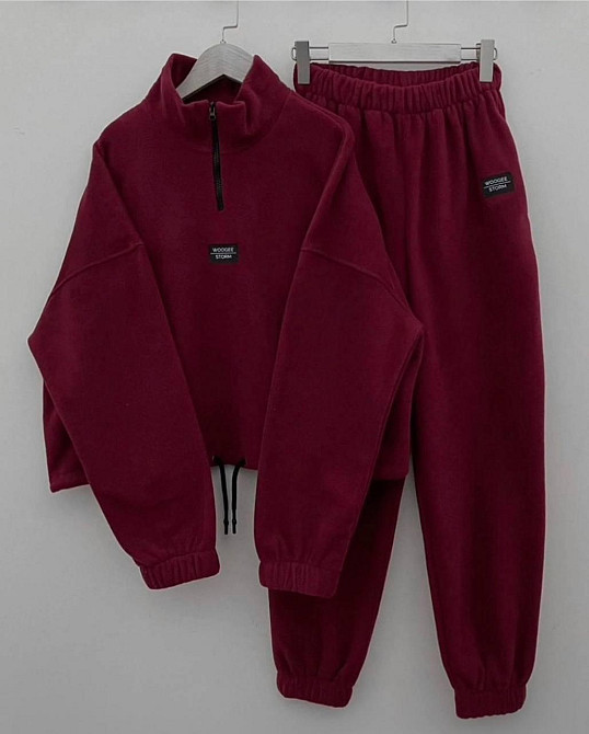 Жіночий теплий прогулянковий костюм двійка з двостороннього щільного флісу Бордо, 42/44 Одеса - фото 3