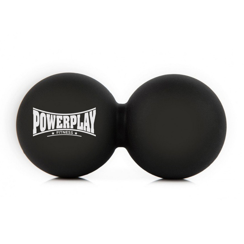 Масажний силіконовий подвійний м'яч PowerPlay PP-4355 Silicone Lacrosse Peanut Ball (6.3*12.6см.) Чорний Кам'янське - фото 1