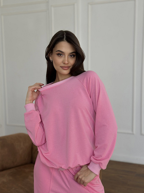 Свитшот женский однотонный Розовый 50/52 Харьков - изображение 2