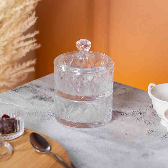 Цукерниця скляна з кришкою Ø 10 см дворівнева HP-YH-79 Коломия