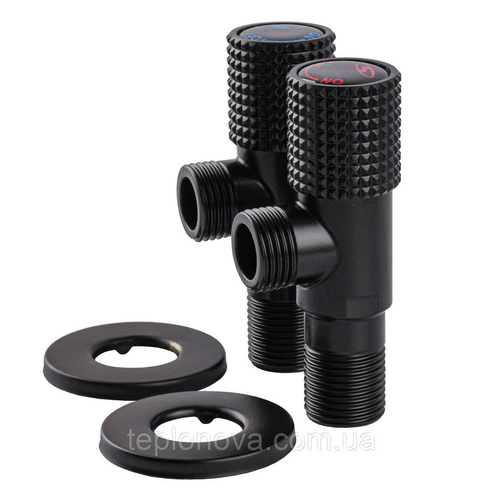 !!Набор кранов угловых  керамика SOLOMON EXCLUSIVE 1/2″X1/2″ 9889 BB (BLACK/BLACK) (комплект2шт.) Черновцы - изображение 6