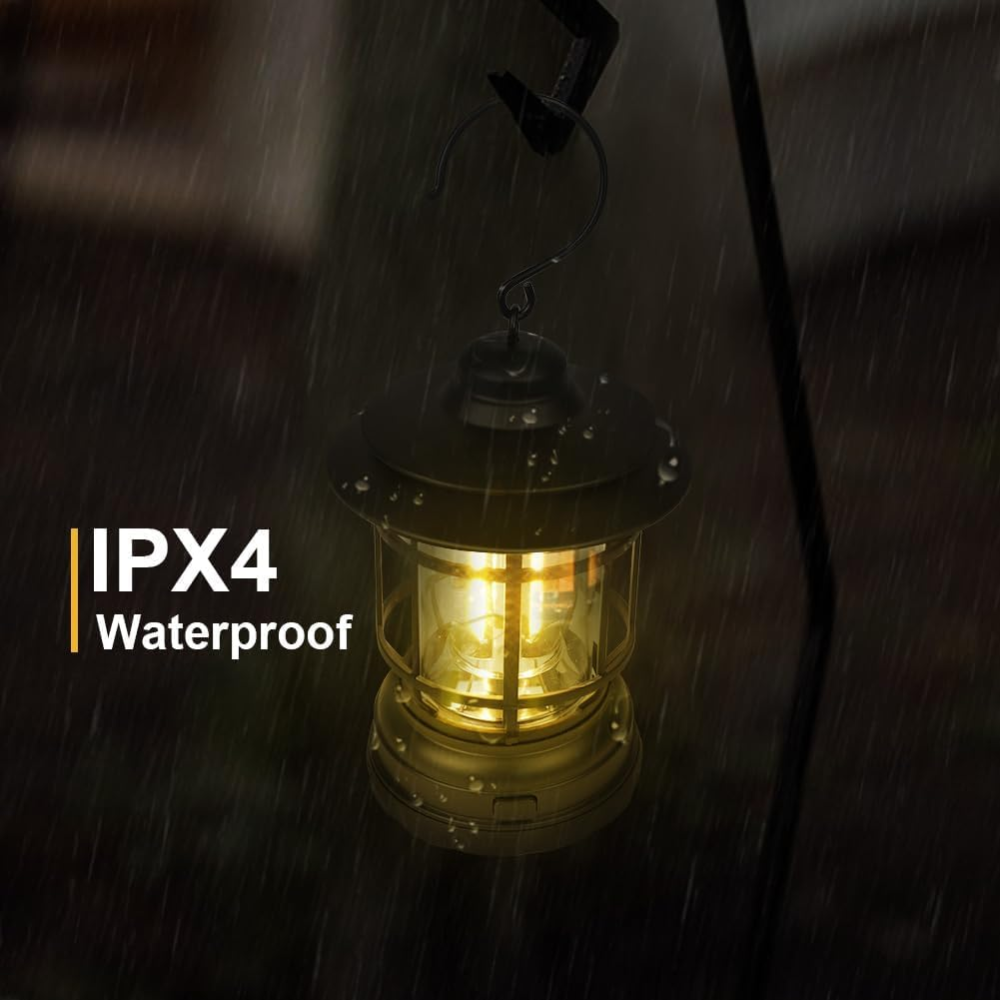 Кемпинговый фонарь Flintronic, ретро LED COB, 360° теплый свет, диммер, IPX4, на 3 батарейках AA, подвесной Киев - изображение 8