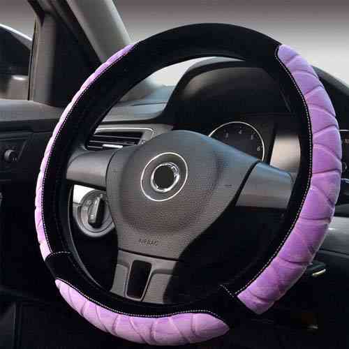 Оплетка чехол на руль каркасный, плюшевый, 37см, БЕЗ ОБТЯЖКИ, фиолетовая Винница