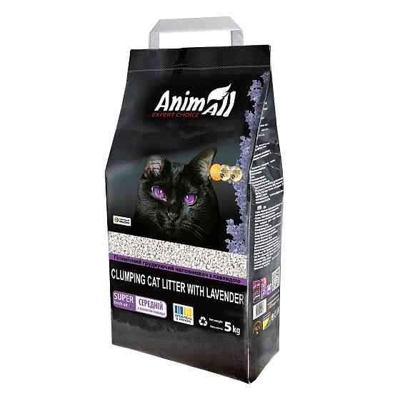 Бентонитовый наполнитель AnimAll с ароматом лаванды, для кошек, 5 кг Киев