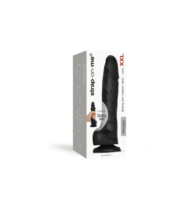 Реалістичний фалоімітатор Strap-On-Me Sliding Skin Realistic Dildo Black - XXL, ефект рухливої шкіри Львів - фото 8