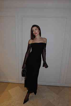 Жіноча приталена максі сукня віскоза + сітка Чорний, 44/46 Одеса