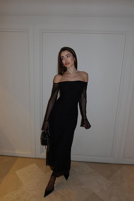 Жіноча приталена максі сукня віскоза + сітка Чорний, 44/46 Одеса - фото 3