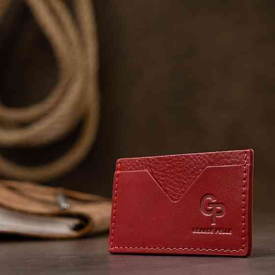 Кожаный женский картхолдер GRANDE PELLE 11396 Красный Киев