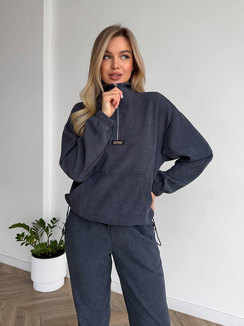 Женский стильный повседневный костюм двойка трикотажный ольвет Графит, 46/48 Одесса - изображение 5
