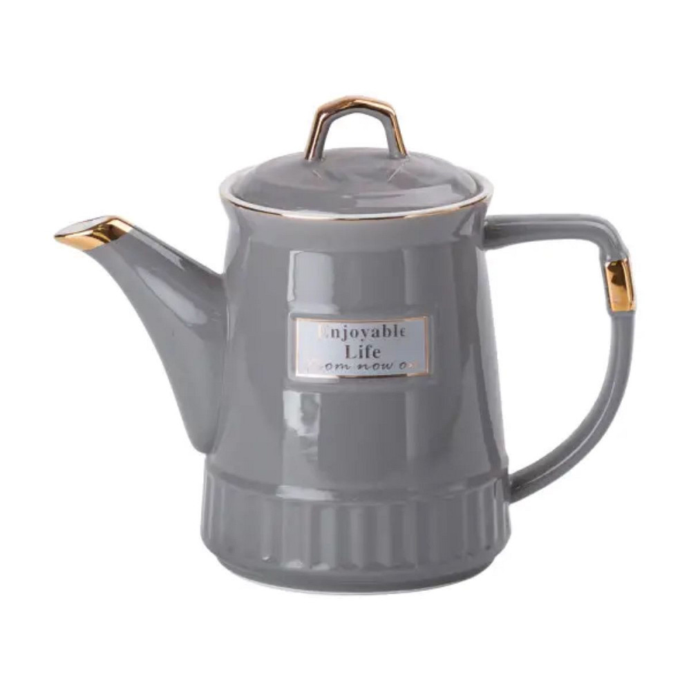 Yiwu Чайний набір на 6 персон (з заварювальним чайником та порцелянаовою підставкою), сірий HP- Коломия - фото 4