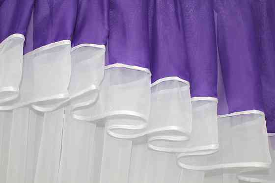 Кухонний комплект VR-Textil № 062к шторка з ламбрекеном фіолетовий з білим 200х170 см (50-648) Київ