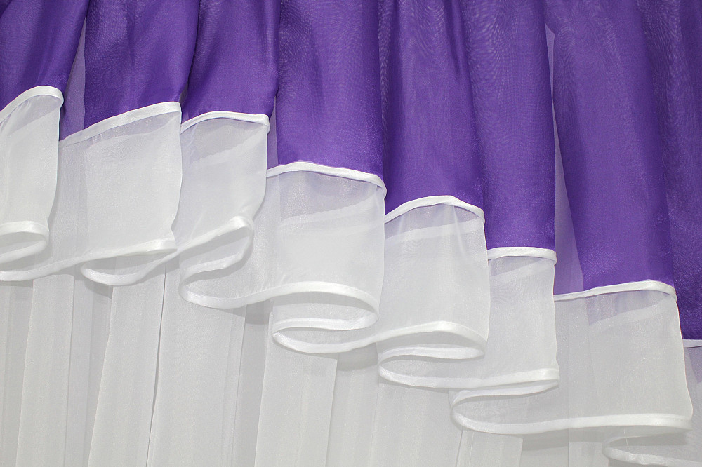 Кухонний комплект VR-Textil № 062к шторка з ламбрекеном фіолетовий з білим 200х170 см (50-648) Київ - фото 4