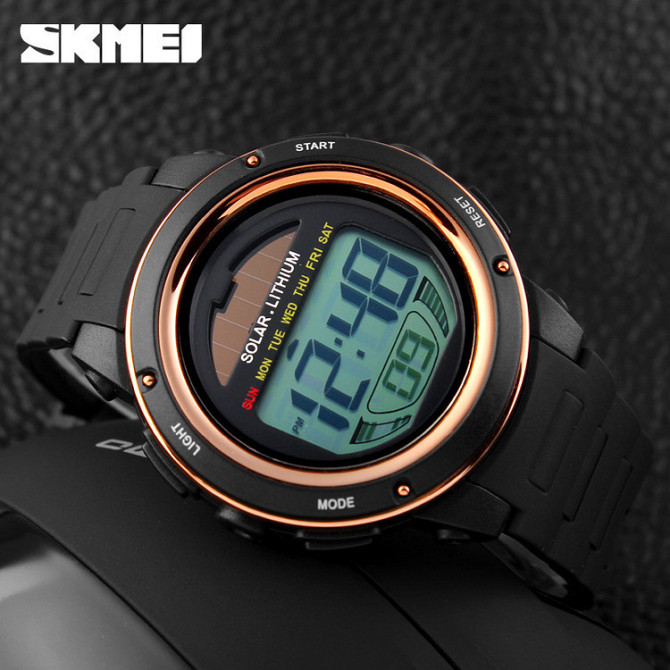 Мужские спортивные часы Skmei 1096 с солнечной батареей (Золотистые) Винница - изображение 8