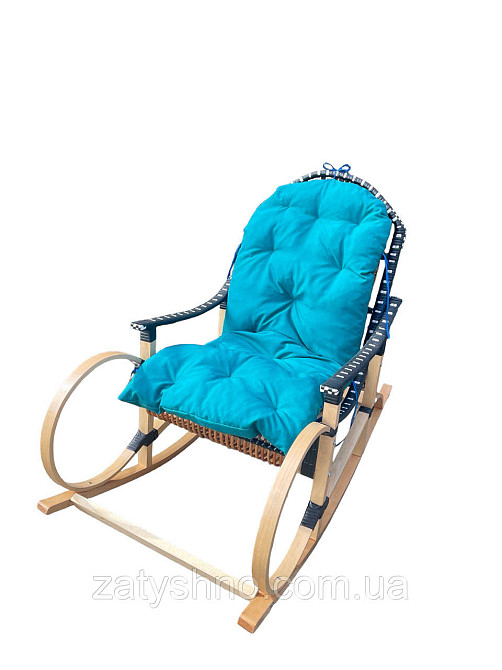 Крісло гойдалка з блакитною подушкою Київ - фото 2