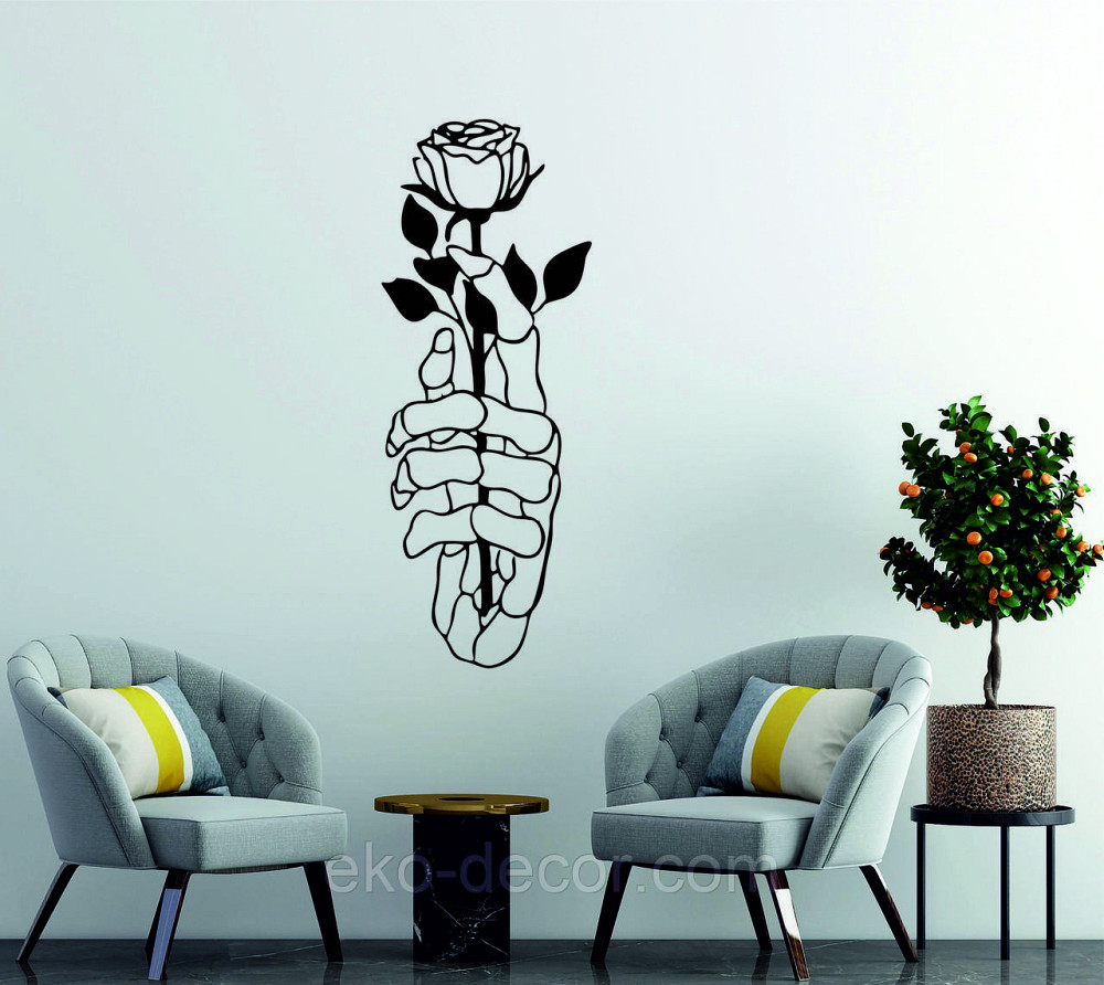 Декоративне настінне Панно «Рука з трояндою» Декор на стіну Київ - фото 2