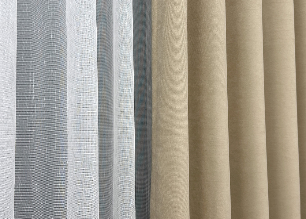 Комплект штор VR-Textil Мікровелюр SPARTA 200х270 2шт і Тюль 500х270 1192ш-1153т Бежевий з білим 71-121/6 Київ - фото 7