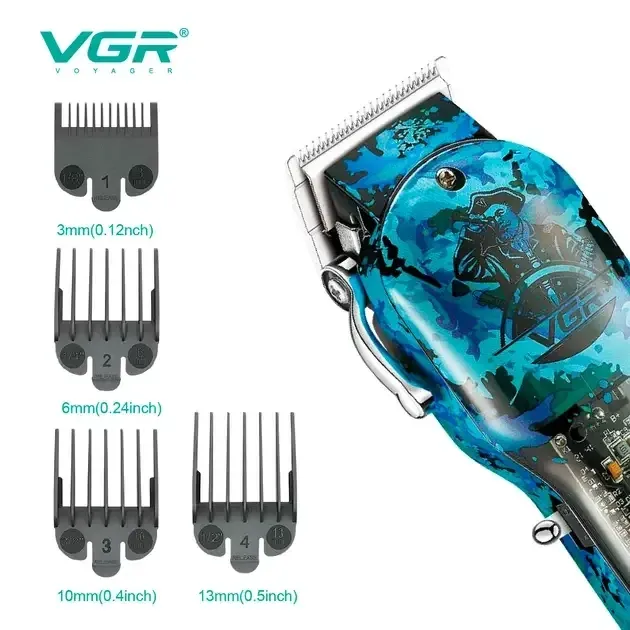 Профессиональная машинка для стрижки волос VGR V-685 с LED дисплеем, 8 насадок и аккумулятором Одесса - изображение 3