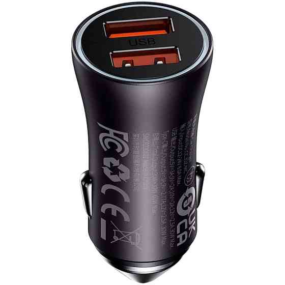 Автомобільний зарядний пристрій Baseus Golden Contactor Max Series 60W 2USB (CGJM000013) Dark Grey Рівне