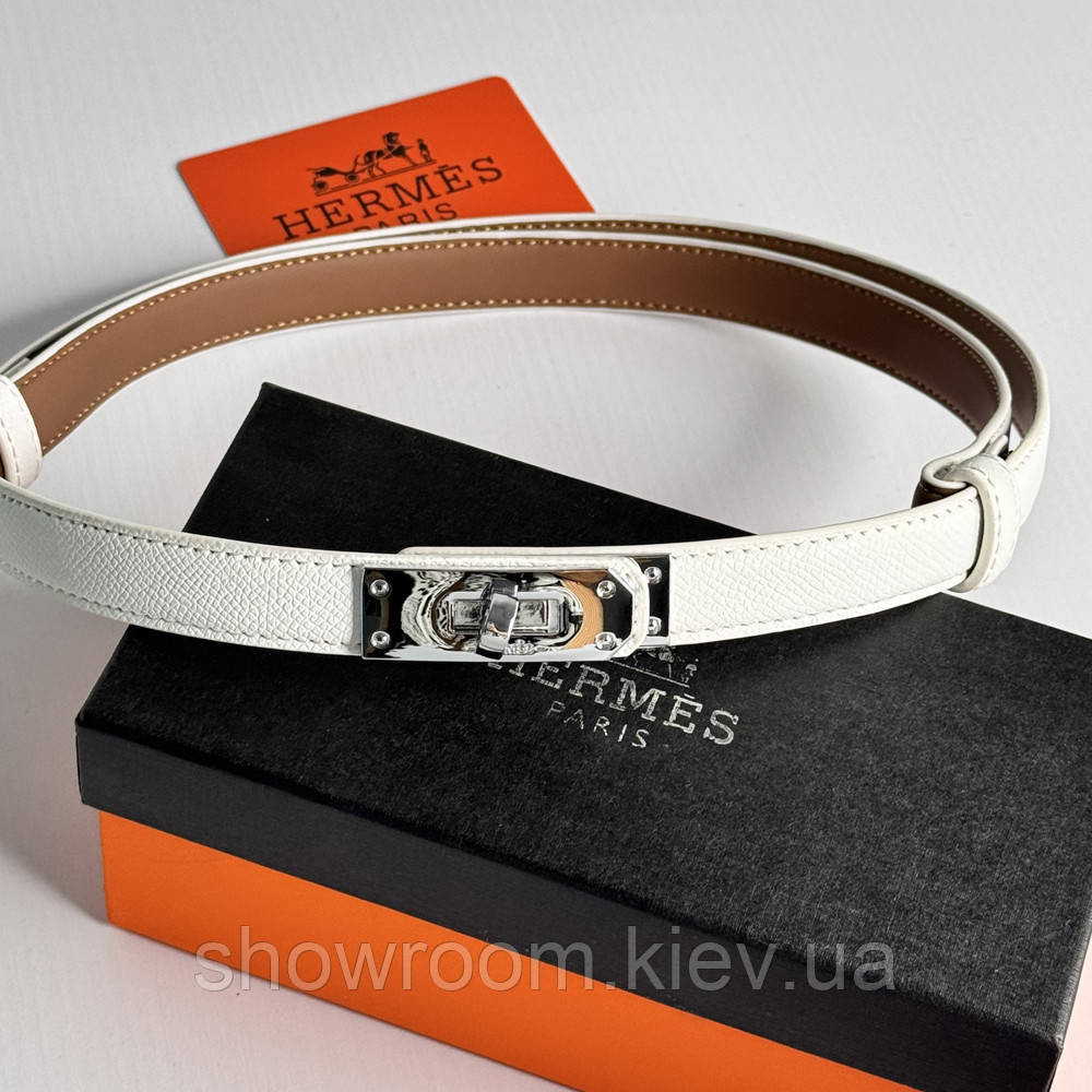 Стильный белый женский ремень из натуральной кожи Hermes (280-2) Киев - изображение 3