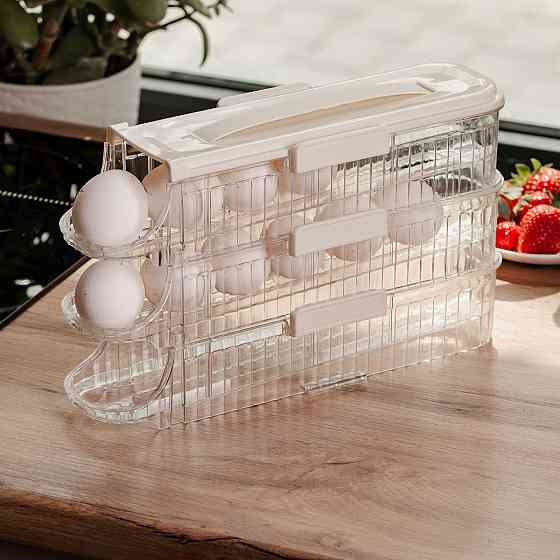 Yiwu Лоток для яєць у холодильник на 3 яруси 32х10х18.5 см Бежевий HP-27-15 Киев