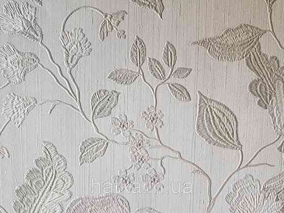 Шпалери вінілові на паперовій основі Sirpi Italian Silk 7 квіти листя гілки золотисті на бежевому структурні Київ