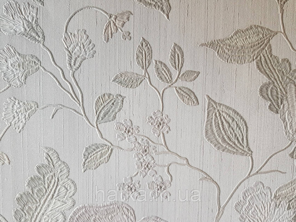 Шпалери вінілові на паперовій основі Sirpi Italian Silk 7 квіти листя гілки золотисті на бежевому структурні Київ - фото 4