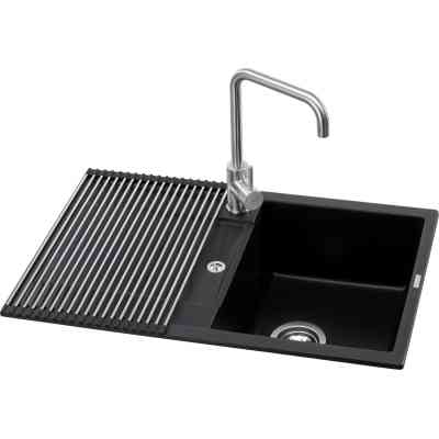 Мийка кухонна GRANADO комплект VALENCIA black shine_чаша праворуч (ksg0701R) Вінниця