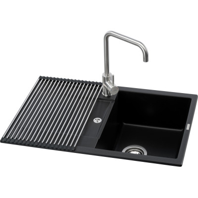 Мийка кухонна GRANADO комплект VALENCIA black shine_чаша праворуч (ksg0701R) Вінниця - фото 1