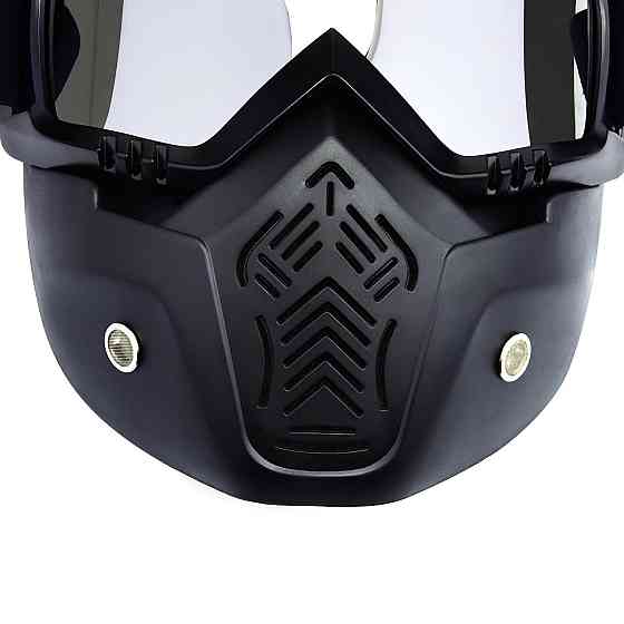 Мотоциклетна маска-окуляри RESTEQ срібляста — захисна трансформована маска для квадроцикла, велосипеда, моноколеса, лиж і Київ