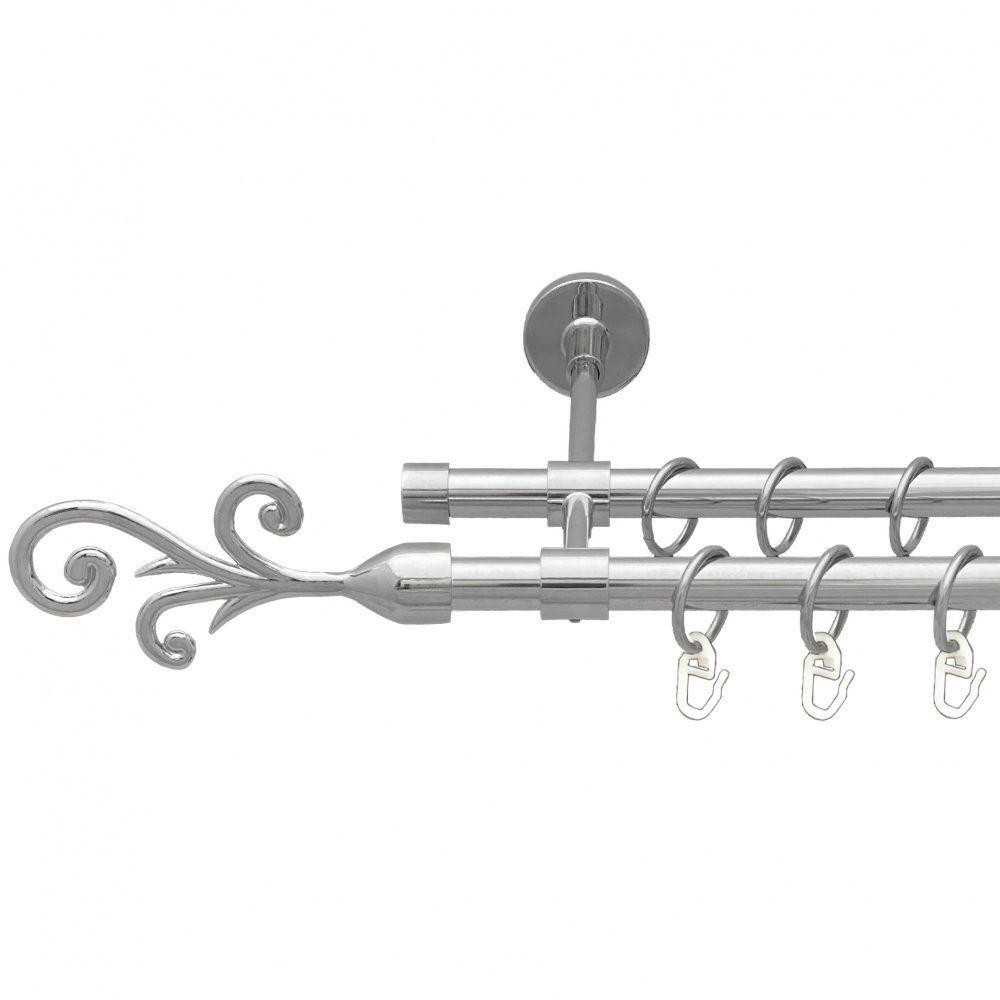 Карниз Orvit Фала металевий дворядний закритий гладка труба кільце металеве Хром 16\16 мм 300 см (7387967) Львів - фото 1