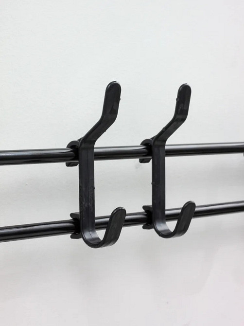 Полочка с вешаком для прихожей 25х60х150, Органайзер для обуви и одежды с 6 полками, Черного цвета Каменец-Подольский - изображение 2