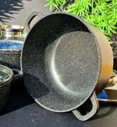 Котел UNIQUE UN-5276 5,5 л, 26 см, круглий, з мармуровим антипригарним покриттям, чорний колір Київ