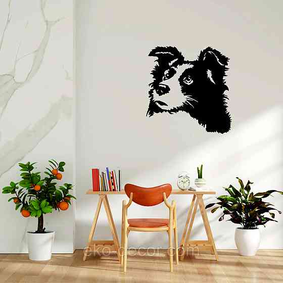 Декоративне настінне Панно «Бордер-Колі», Декор на стіну 70*68 см, Чорний Київ