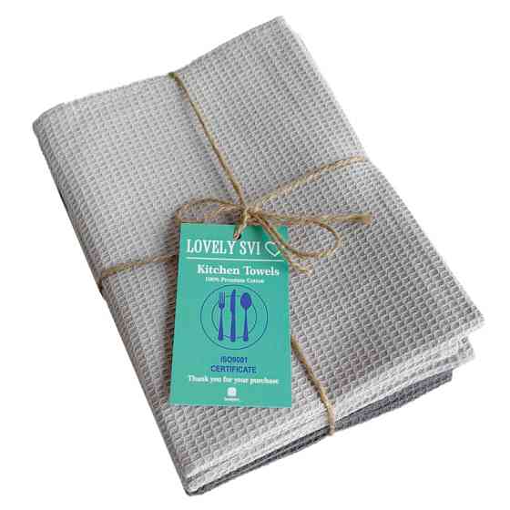 Набор кухонных вафельных полотенец Lovely Svi 4 шт: 45 x 65 см, 100% хлопок Микс темно и светло Серый Киев