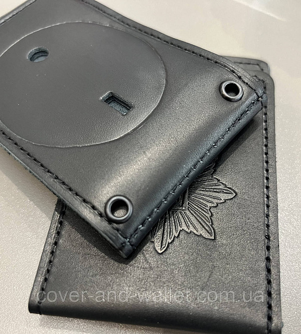 Кожаная обложка НПУ (национальная полициия) под жетон на два отделения PS Leather Киев - изображение 11