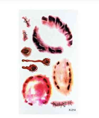 Тимчасова наклейка на тіло для Halloween 10 на 6 см бордовий Київ