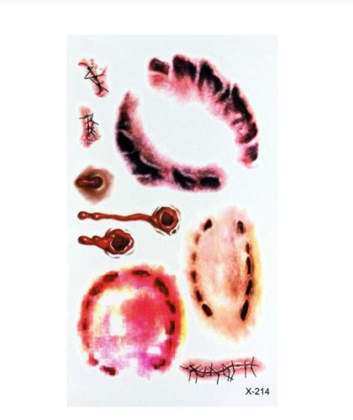 Тимчасова наклейка на тіло для Halloween 10 на 6 см бордовий Київ - фото 1