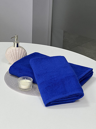 Комплект махрових рушників Ideal Textile 2 шт (50х90см + 70х140см) (56860378) Синій Чернівці - фото 3